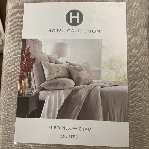 Hotel Collection Remnant Embroidered Geo Cement Grey European Sham - Picture 2 of 3